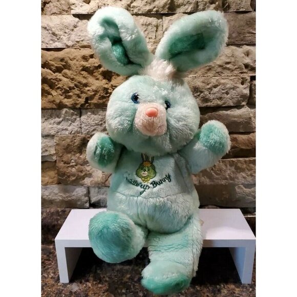 Vintage 1984 Animal Toys Cuddle Up Bunny Rabbit Friend Green 18" Plush Stuffed - Picture 8 of 8
